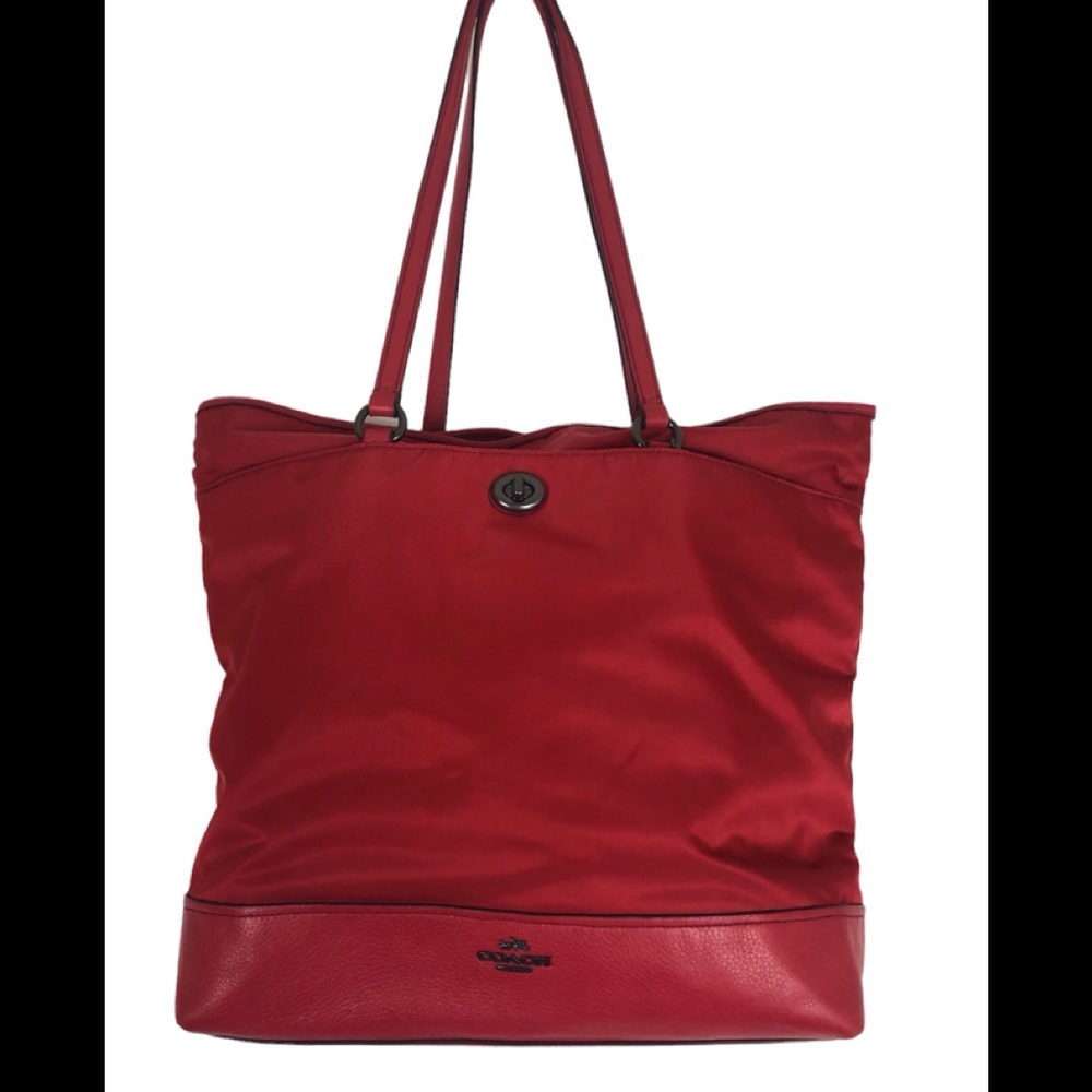 COACH Nylon/leather True Red Tote Great Traveling Bag. Used-Great condition.